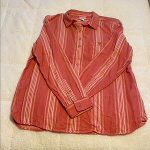 L. L. Bean Women’s Size Large Long Sleeved Collared Striped Shirt